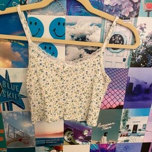 Brandy Melville Cropped Cami With Blue Floral